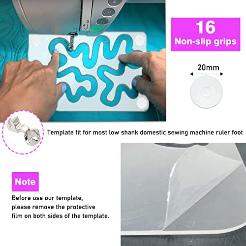 Kapyoo 3Pcs Free Motion Quilting Rulers and Templates Set Quilting