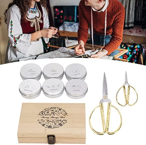 ChiweiJ Complete Wooden Sewing Kit with Iron Sub Boxes, Large Sewing