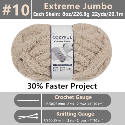Cozyful Chunky Yarn for Hand Knitting - #10 Chunky Chenille Yarn