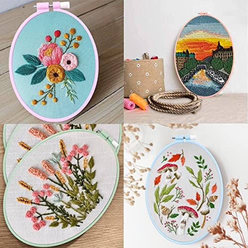 ZOCONE 4 Pcs 4 Size Oval Embroidery Hoops, ABS Plastic Embroidery