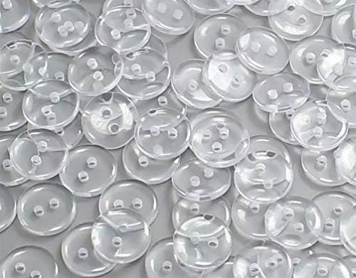 200PCS Clear Plastic Round Buttons, Resin Bread Buttons 2 Holes