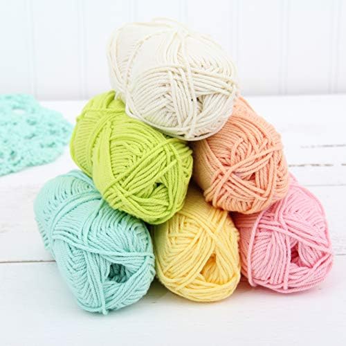 ThreadArt Cotton Crochet Yarn Set #4, 6 Pack 50g 85yd, Rainbow Colors