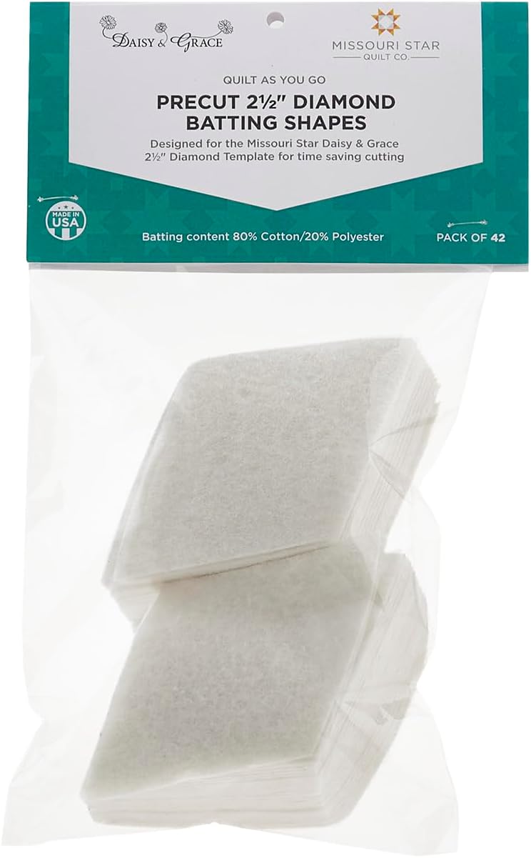 Missouri Star Quilt As You Go Precut Batting Shapes – 2.5” Diamond
