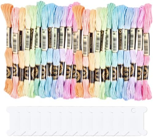 210 Yards 24 Skeins Neon Embroidery Floss Threads for Sewing