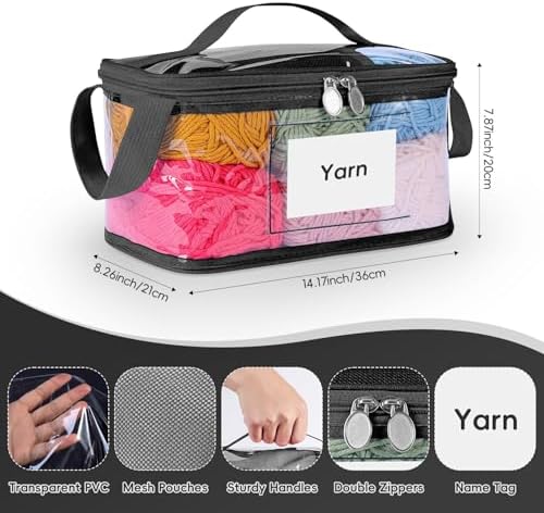 DOOHALO Yarn Storage Bags with Mesh Pouches Large Clear Yarn Storage