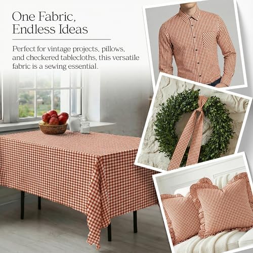 1/8 Inch Orange Gingham Fabric by The Yard – 60" Wide Polyester Cotton