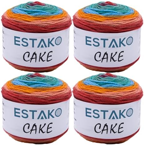 Estako Cake (4 Cake Pack) 100% Acrylic Multicolor Yarn, DK - Light