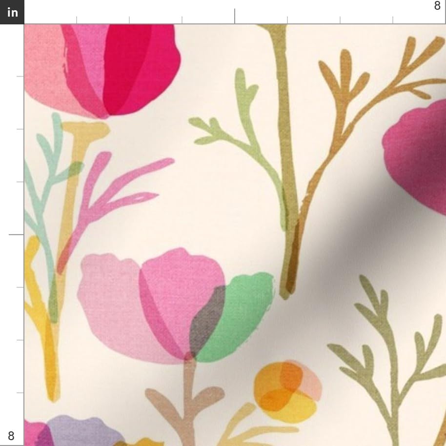 Spoonflower Fabric Watercolor Floral Botanical on Essex Linen