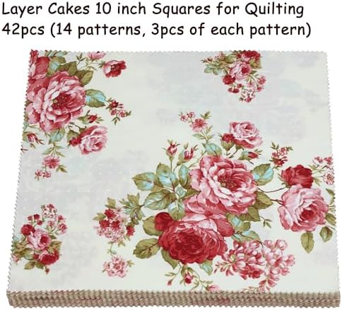 Nodsaw 42Pcs 10 Inch Cotton Layer Cake Squares
