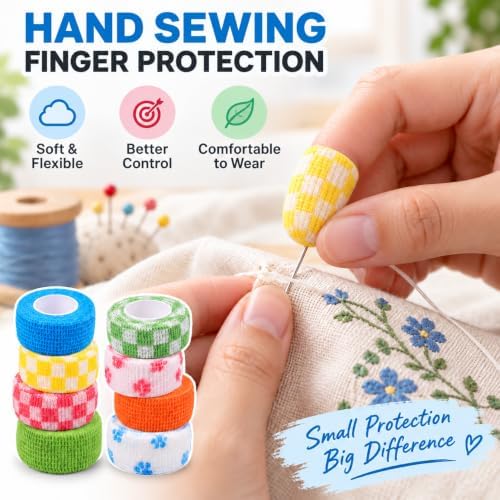 Thimble Tape for Hand Sewing, 8 Pack Finger Protectors (Blue)