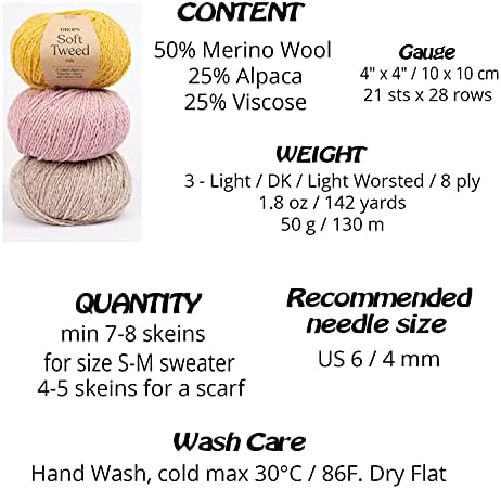 Drops Soft Tweed, 50% Wool, 25% Alpaca, 25% Viscose, Yarn for Knitting
