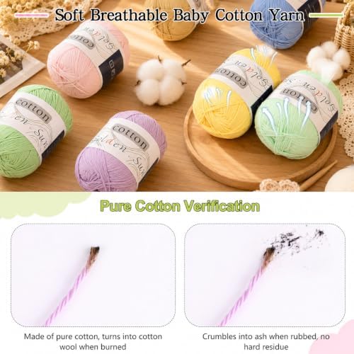 Katech 1OO% Cotton Yarn for Crocheting-12 * 45g/175yd, Baby Cotton