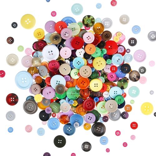 Greentime 250pcs Round Resin Buttons for Crafts DIY Sewing Ornaments