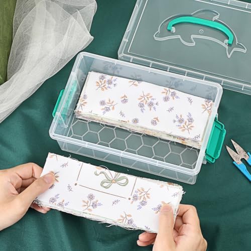 BTSKY Fabric Strip Case with Handle, Clear Fabric Organizer Box for