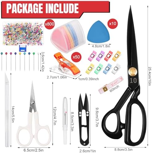 Lasnten 10'' Fabric Scissors Heavy Duty Sewing Scissors for Fabric