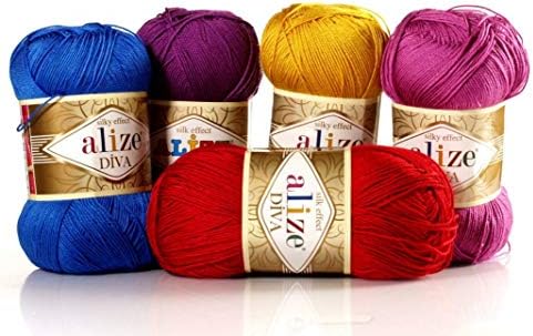 Alize Diva Silky Effect Hand Knitting Yarn Microfiber Acrylic Yarn