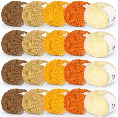 Katech 20 Skeins Cotton Yarn for Crocheting-Crochet Yarn Set-(Color E)