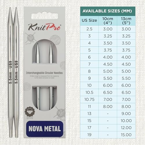 KnitPro Nova Interchangeable Circular Needles 5" (13cm) | US Size 9