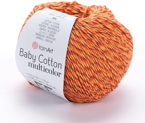 YarnArt Baby Cotton Multicolor Yarn – 50% Cotton 50% Acrylic – 50g