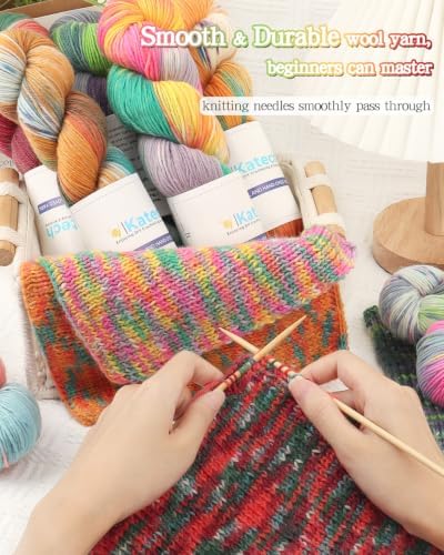 Katech 6 Pack Wool Yarn for Crocheting-Sock Yarn for Knitting