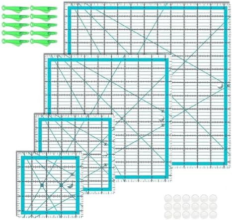 Quilting Rulers Set: 6 Pcs, Acrylic, 11.4 X 10.2 in, Anti-Slip, with