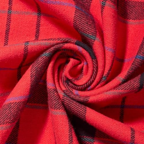 Flannel Brushed Tartan Plaid Fabric Geometric Hypoallergenic Cotton