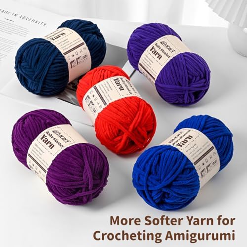 Fluffy Chunky Yarn for Crocheting, Chenille Crochet Yarn 6 Super