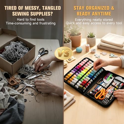 301pcs Sewing Project Kit with Thread, Scissors, Needles, Pins