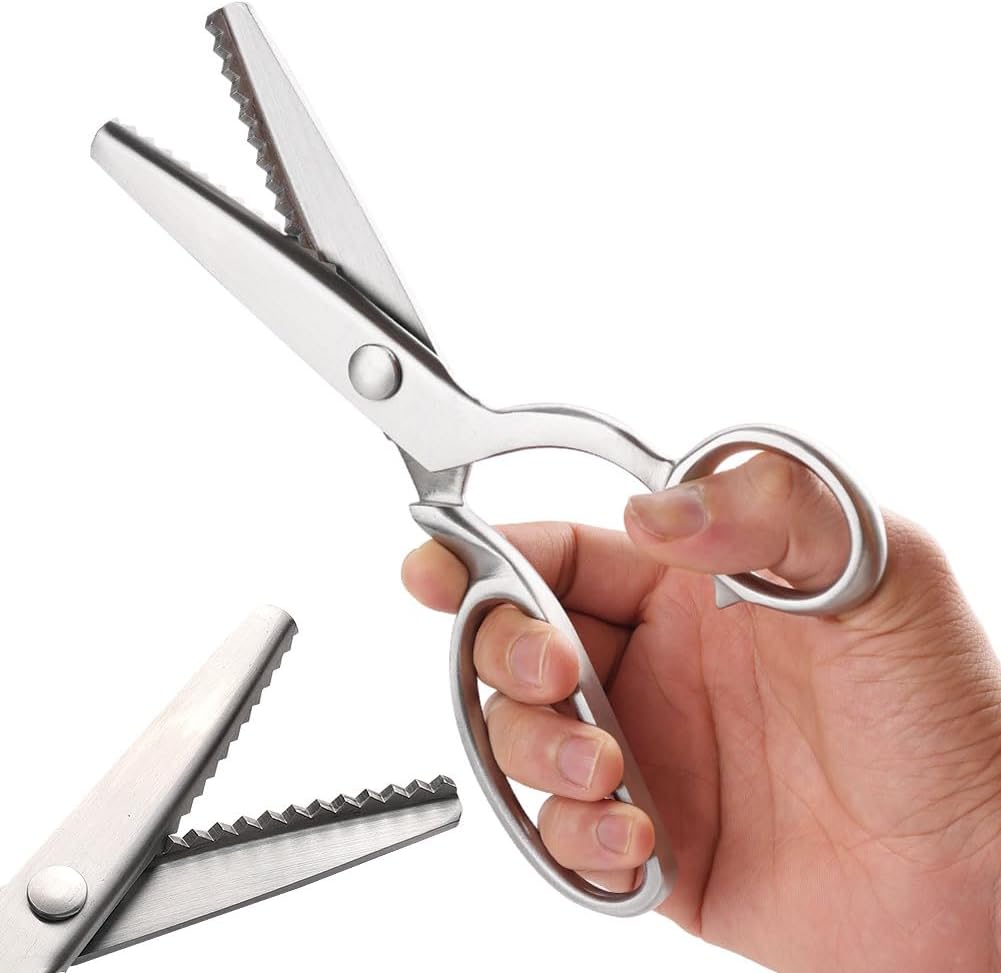 Jasni Pinking Shears 8.5 Inch Zig Zag Scissors for Fabric Cutting, All