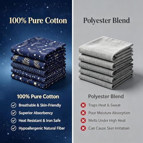 12 Pcs 100% Cotton Fat Quilting Fabric Bundles, 20"x20" Starry Sky