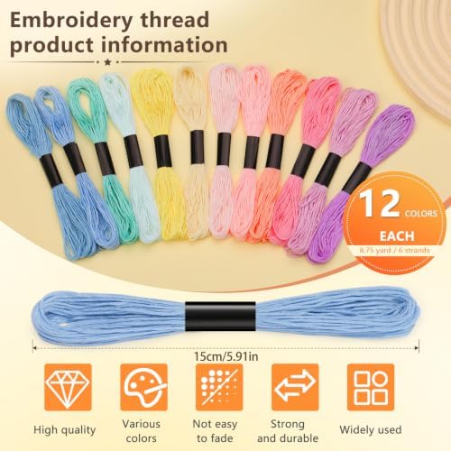 Embroidery Floss, 12 Colors Cotton Friendship Bracelet String