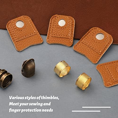 Yizzvb 8 Pcs Sewing Thimble, Leather Thimbles Metal Finger Protectors