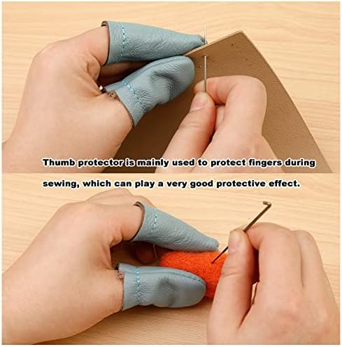 Mayboos 4 Pairs Leather Finger Protector Leather Thimble