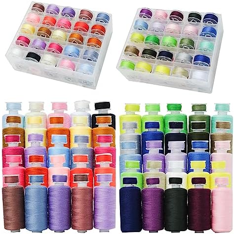 100Pcs Bobbins Sewing Threads Kit 50 Colors 500 Yards Sewing Polyester