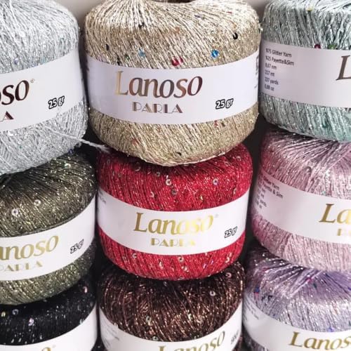 Parla Metallic Sequin Glitter Yarn – 25g (217m) Super Fine Fingering