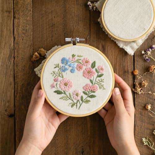 NINGWAAN 30 Pack 4 Inch Wooden Cross Stitch Hoops, Bamboo Embroidery