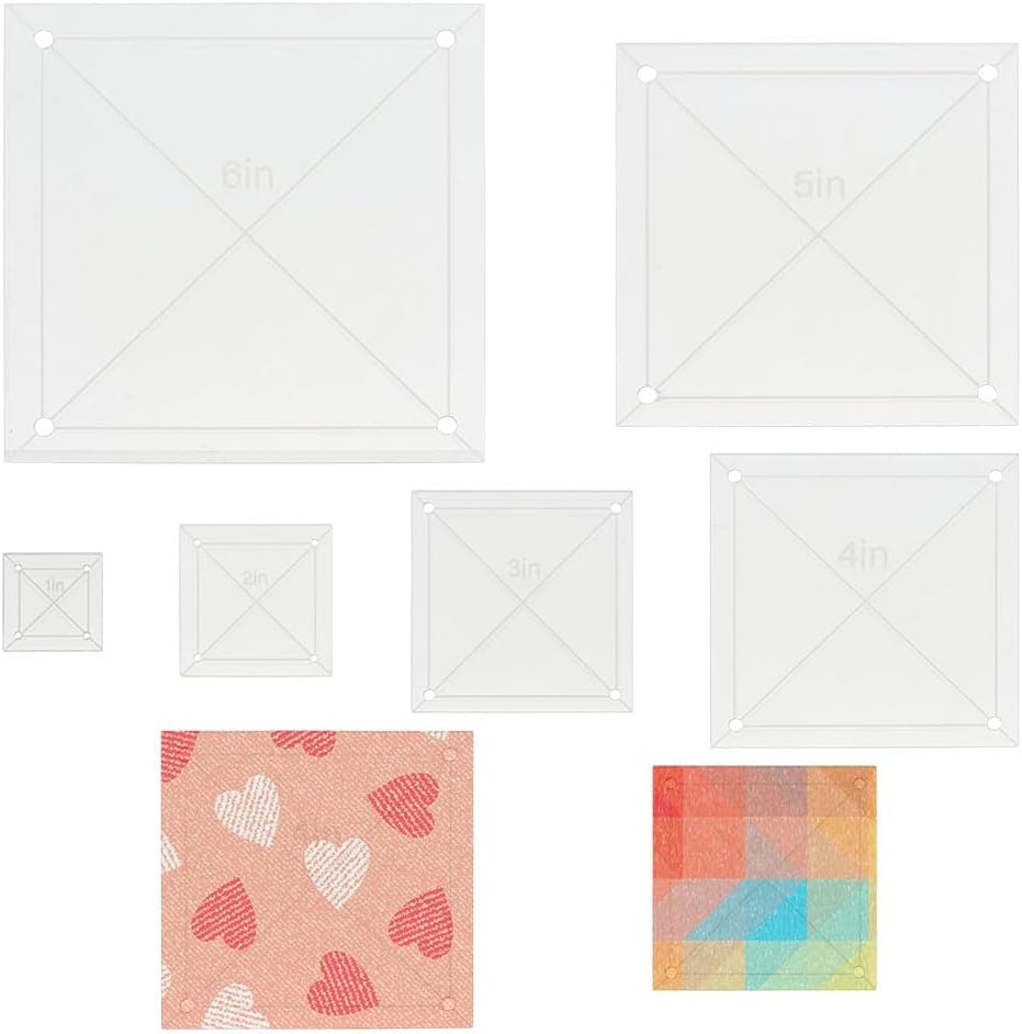 6Pcs Quilting Template Acrylic 1-6" Clear Square Templates for