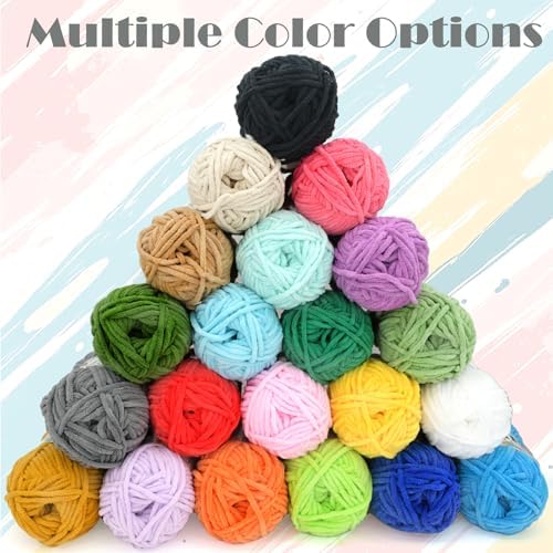 Velvet Chenille Yarn for Crocheting, Knitting, Baby Blanket, 50g (Red)