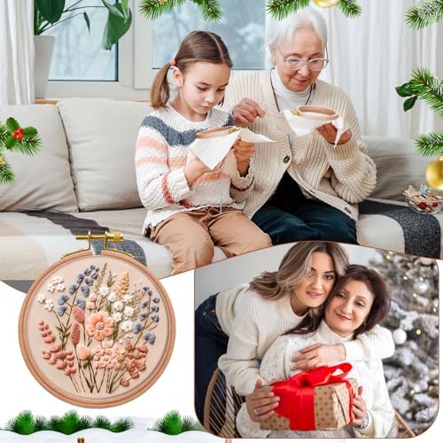 Doublefill 9 Pcs 4 to 6 in Round Embroidery Hoops Frame, Beech Wood