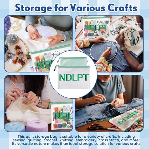 Sabary 2 Pcs Clear Mesh Needlepoint Project Bags, Green