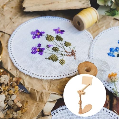 HOMSFOU Adjustable Wooden Cross Stitch Stand Embroidery Hoops Holder