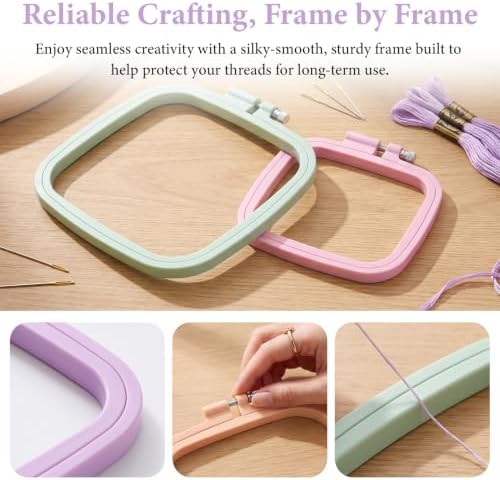 LAMXD 4 Pieces Embroidery Hoop Rectangle Square Embroidery Frame Cross