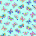 A.E. Nathan Rainbow Butterflies Cotton Flannel Fabric by The Yard