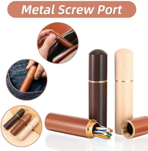 Sibba 3 PCS Wooden Sewing Needles Storage Case Portable Needle Holder