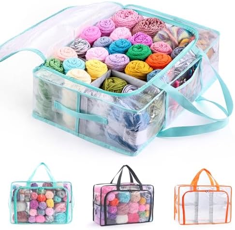MYBAGZING Clear Yarn Storage Bags, 21" Large Flat Under Bed Yarn