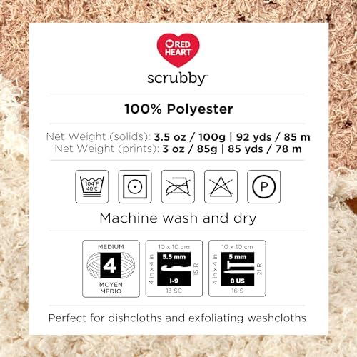 Red Heart Scrubby Yarn for Dishcloths and Scrubbers, Ocean, 3-Pack