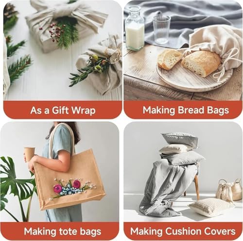 Sewing Supplies 100% Natural Pure Linen Fabric 280cm Wide, Plain Solid