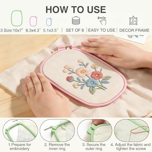 Waaqkid 6 Pack Square Embroidery Hoops Set, Reusable Rectangle Cross