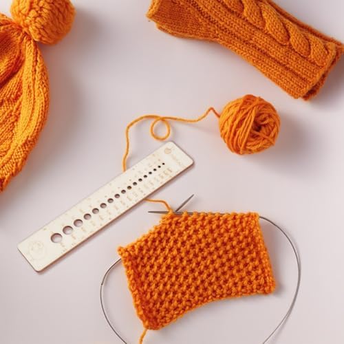 NBEADS Wood Knitting Needle Gauge and Ruler
