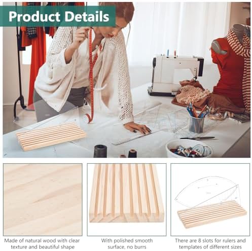 PH PandaHall 8 Slots Wooden Ruler Organizer Storage Rack Stand